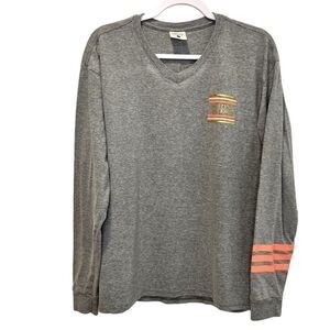 JADELYNN BROOKE Long Sleeve V Neck Gray Tee Shirt Size Large